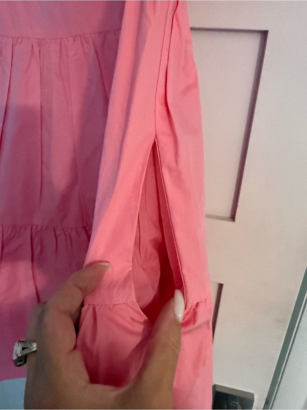 English Factory Hot Pink Ruffle Sleeve Tiered Dress - Picture 4 of 5